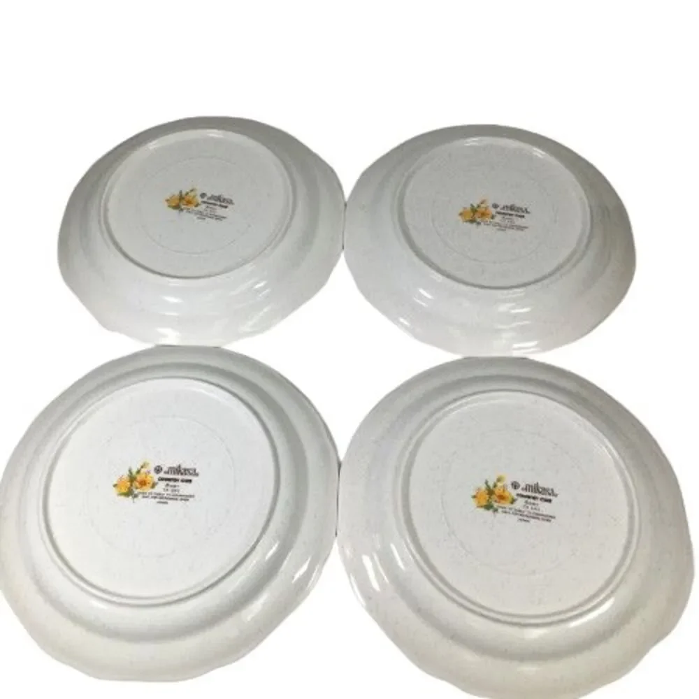 SET OF 4 Mikasa Country Club Amy Dinner Plates CA 503 Blue Yellow Floral 10 3/4